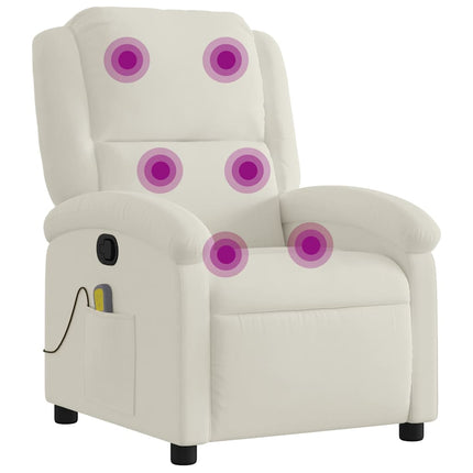 Massagefåtölj gräddvit sammet