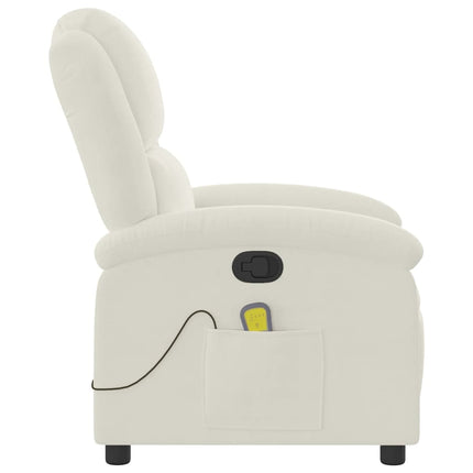 Massagefåtölj gräddvit sammet