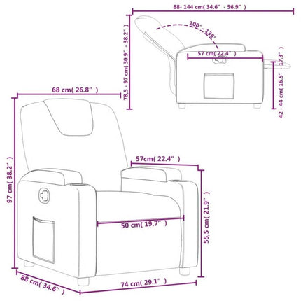 Reclinerfåtölj mörkbrun tyg