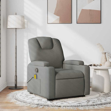 Massagefåtölj mörkgrå tyg