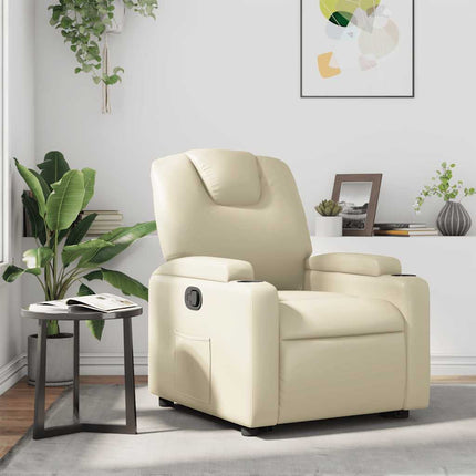 Reclinerfåtölj gräddvit konstläder