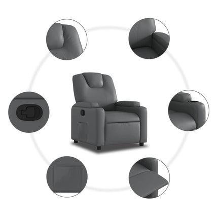 Reclinerfåtölj grå konstläder