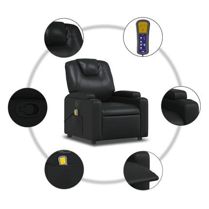 Massagefåtölj svart konstläder