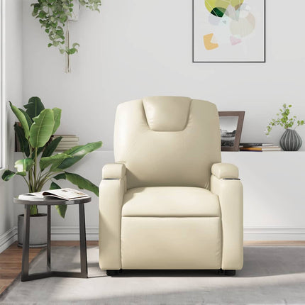 Massagefåtölj gräddvit konstläder
