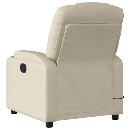 Massagefåtölj gräddvit konstläder