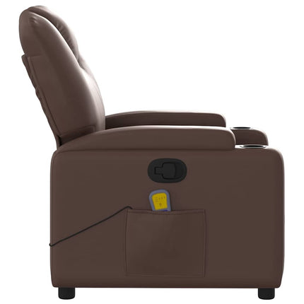 Massagefåtölj brun konstläder