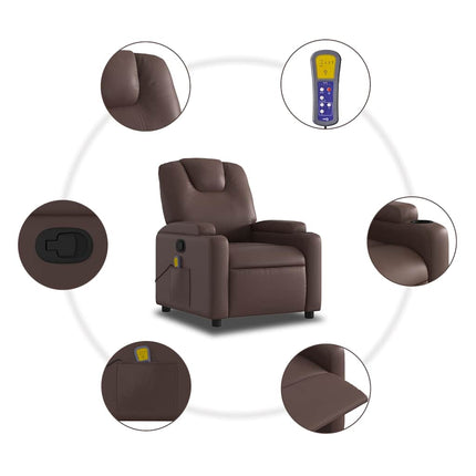 Massagefåtölj brun konstläder
