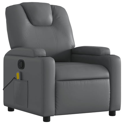 Massagefåtölj grå konstläder