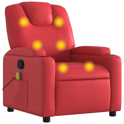 Massagefåtölj röd konstläder