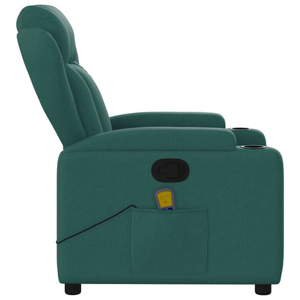 Massagefåtölj mörkgrön tyg