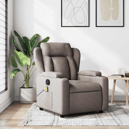 Massagefåtölj taupe tyg
