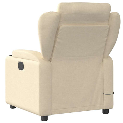 Massagefåtölj gräddvit tyg