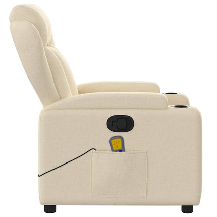 Massagefåtölj gräddvit tyg