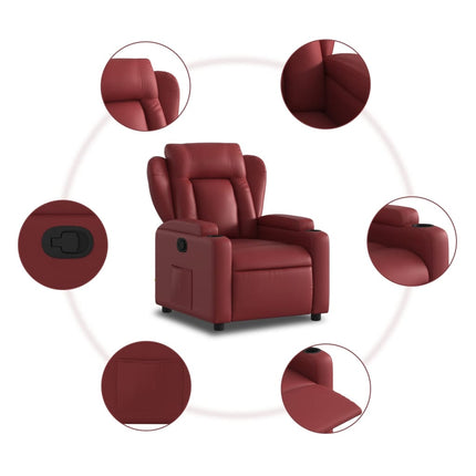 Reclinerfåtölj vinröd konstläder
