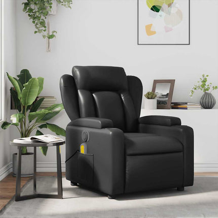 Massagefåtölj svart konstläder