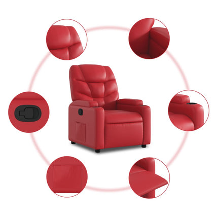 Reclinerfåtölj röd konstläder