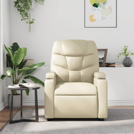 Massagefåtölj gräddvit konstläder
