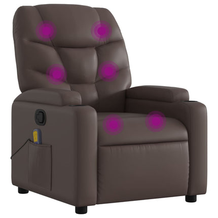 Massagefåtölj brun konstläder