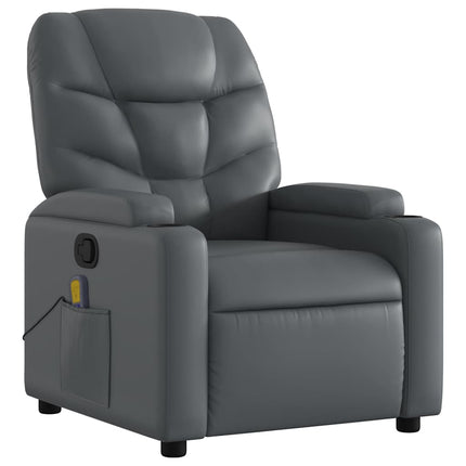 Massagefåtölj grå konstläder