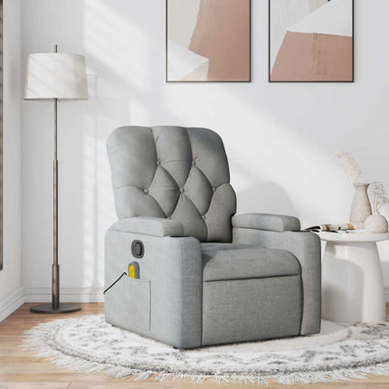 Massagefåtölj ljusgrå tyg