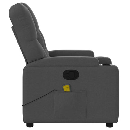Massagefåtölj mörkgrå tyg