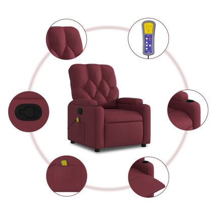 Massagefåtölj vinröd tyg