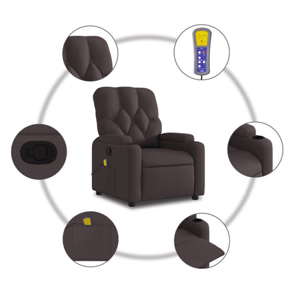 Massagefåtölj mörkbrun tyg