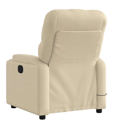 Massagefåtölj gräddvit tyg