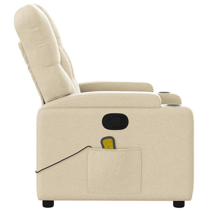 Massagefåtölj gräddvit tyg