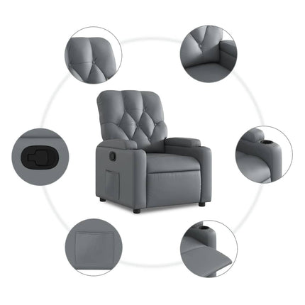 Reclinerfåtölj grå konstläder