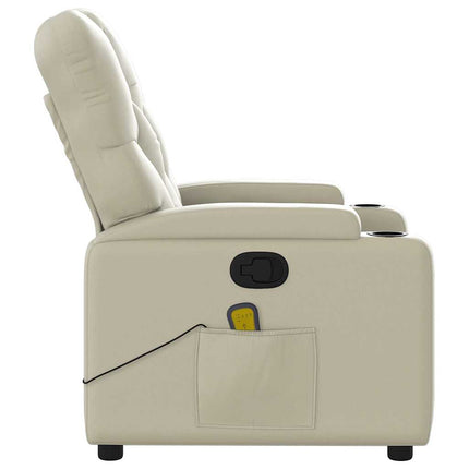 Massagefåtölj gräddvit konstläder