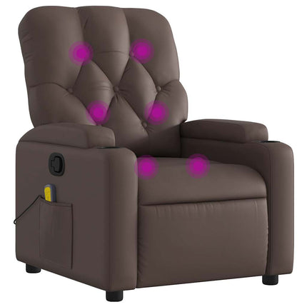 Massagefåtölj brun konstläder