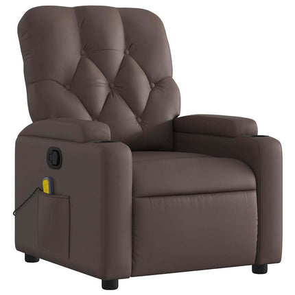 Massagefåtölj brun konstläder