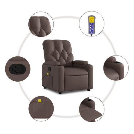 Massagefåtölj brun konstläder