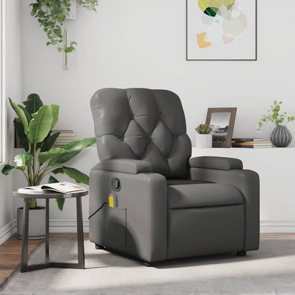 Massagefåtölj grå konstläder
