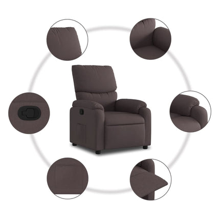 Reclinerfåtölj mörkbrun tyg