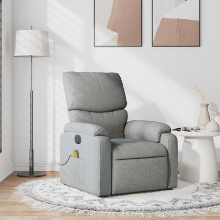 Massagefåtölj ljusgrå tyg