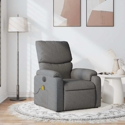 Massagefåtölj mörkgrå tyg