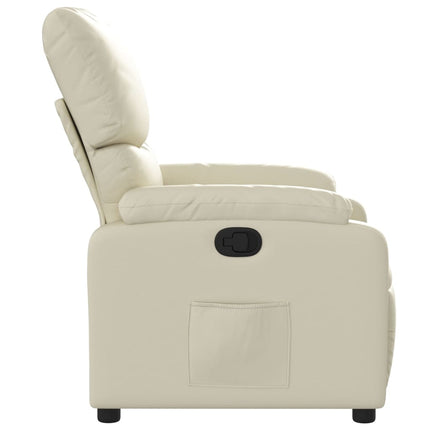 Reclinerfåtölj gräddvit konstläder