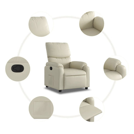 Reclinerfåtölj gräddvit konstläder