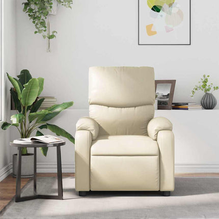 Massagefåtölj gräddvit konstläder