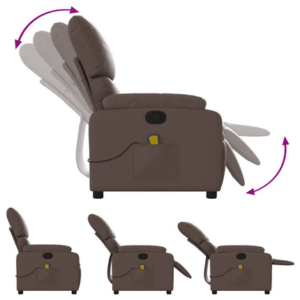 Massagefåtölj brun konstläder