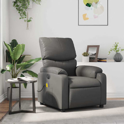Massagefåtölj grå konstläder