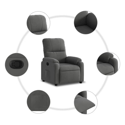 Reclinerfåtölj mörkgrå mikrofibertyg