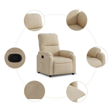 Reclinerfåtölj gräddvit mikrofibertyg