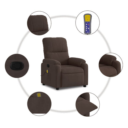 Massagefåtölj brun mikrofibertyg