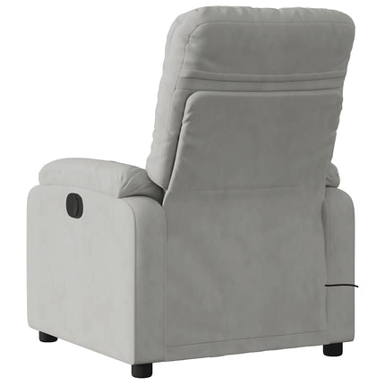 Massagefåtölj ljusgrå mikrofibertyg
