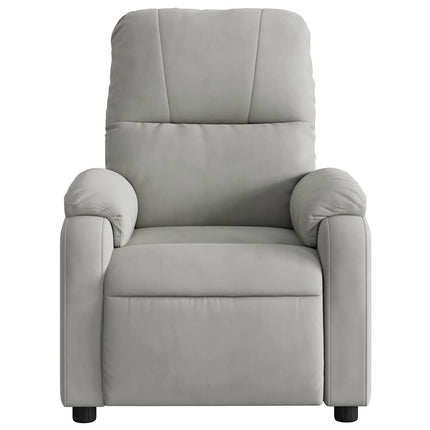 Massagefåtölj ljusgrå mikrofibertyg