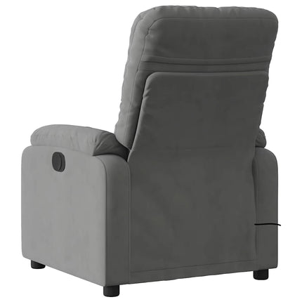 Massagefåtölj mörkgrå mikrofibertyg