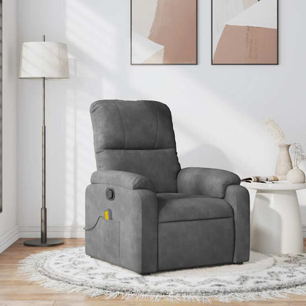 Massagefåtölj mörkgrå mikrofibertyg